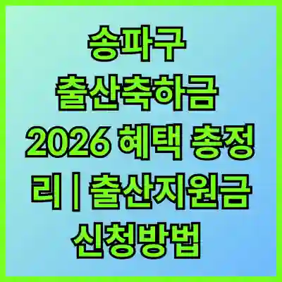 송파구 출산축하금 2026 혜택 총정리 | 출산지원금 신청방법 · 첫만남이용권 · 바우처 서비스 안내