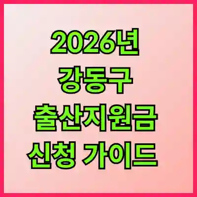 2026년 강동구 출산지원금 신청 가이드 | 첫만남이용권 · 출산축하금 · 다자녀 혜택 총정리