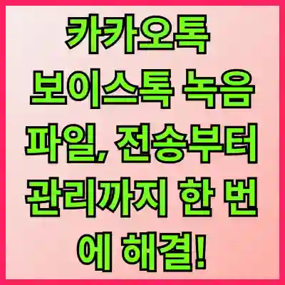 카카오톡 보이스톡 녹음 파일, 전송부터 관리까지 한 번에 해결!