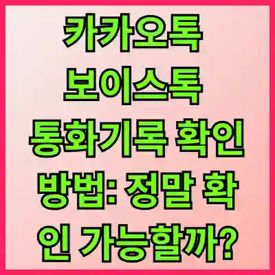 카카오톡 보이스톡 통화기록 확인 방법: 정말 확인 가능할까?